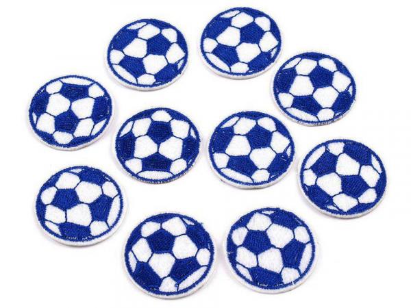 Aufbügler Fußball weiß-royalblau Ø 3,5 cm